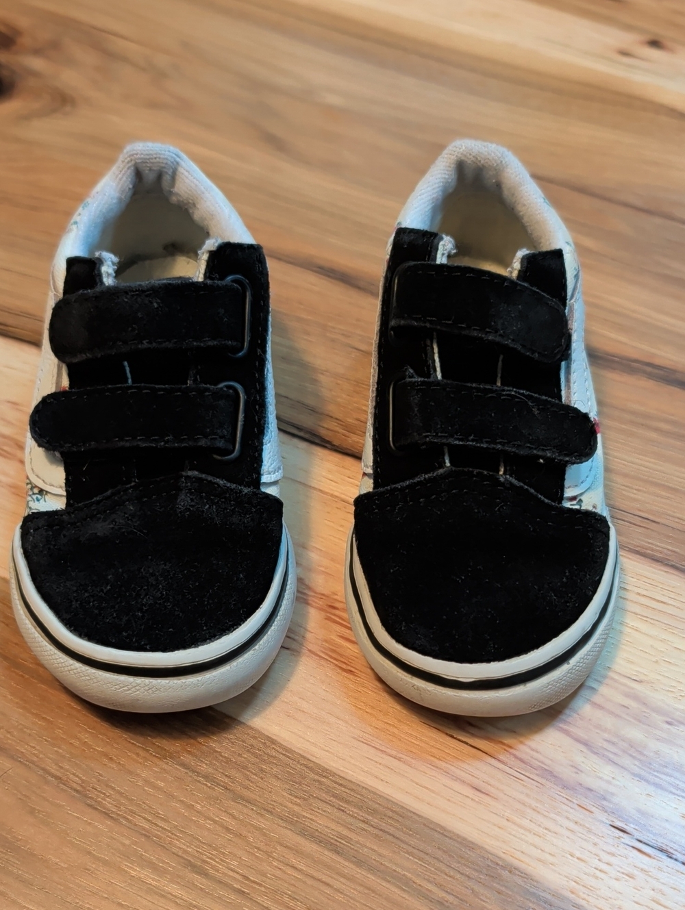Vans Kids Black and White Velcro Skate Sneakers